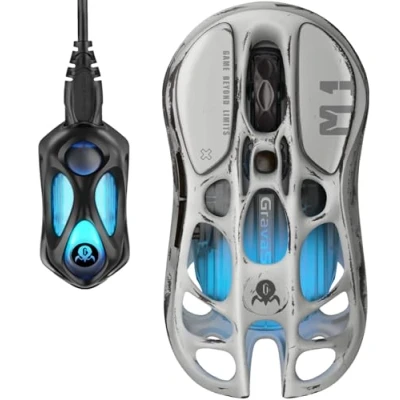 Immagine di GravaStar Topo da Gioco Mercury M1 Pro, 26.000 DPI, 78g di Design Scavato Leggero, 5 Pulsanti Programmabili, Modalità Dynamic LightSync RGB (Misteia d&#039;argento)