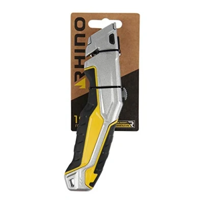 Immagine di Rhino 60552 Moquette 18 mm Cutter a Cran, larghezza mm, con sicurezza automatica, presa ottimale grazie al manico ergonomico, lama retrattile, NC