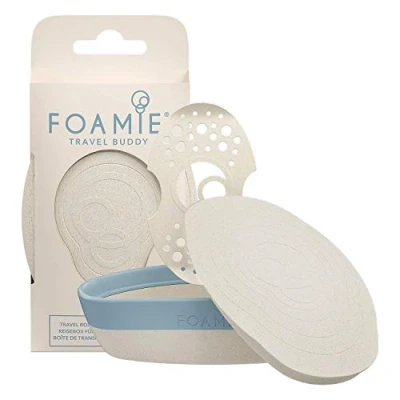 Immagine di Foamie portasapone da viaggio blu e beige Travel Buddy, Porta sapone solido sostenibile 100% impermeabile, saponetta o doccia