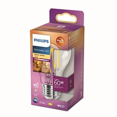 Immagine di Philips Lighting 871951432383400 LED (monocolore) ERP D (A G) E27 Forma di bulbo 6 W = 60 Bianco caldo (Ø x L) mm 104 1 pz.