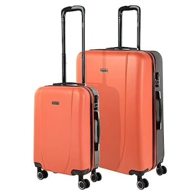 Immagine di ITACA Set Valigie Rigide Offerte. Valigia Grande Rigida, Media Rigida e Bagaglio a Mano. di con Lucchetto Combinazione TSA 71117, Corallo Antracite