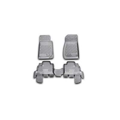 Immagine di Element tappetini in Gomma 3D Premium su Misura Adatti per Jeep Wrangler, Mk3 (III), 2007 2017, Fuoristrada 5 Porte, 4 Pezzi.