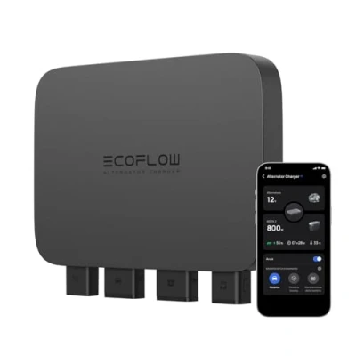Immagine di EcoFlow caricabatterie per alternatore da 800 W 3 in 1, CC rapido power station, mantenitore di carica della batteria del veicolo e avviatore emergenza, 1kWh 78 min