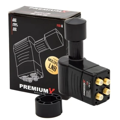 Immagine di Premium X Rocket Quattro LNB PXR Q per SAT Multiswitch 3 Gradi Multifeed Slim HDTV LNC HD Full 3D 4K UltraHD UHD Sky