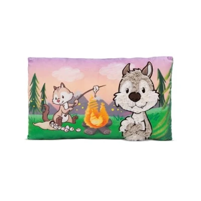Immagine di NICI cuscino di peluche Lupo Winny &amp; Scoiattolo striato Jojo 43x25cm colorato Soffice morbido per bambini, bambine, neonati e amanti dei Ideale a casa, all&#039;asilo o in viaggio