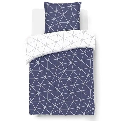 Immagine di Vision Set copripiumino reversibile Hugo Marine 140 x 200 cm con 1 federa per cuscino letto singolo 100% cotone