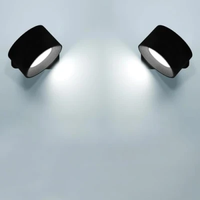 Immagine di Anmossi Applique da Parete Interno,2 Pezzi,Lampada a LED,Controllo Touch 3 Modalità di Colore,3 Livelli Luminosità,Luci Batteria per Camera Letto,Corridoio(Nero)