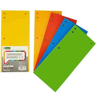 Immagine di D.RECT ​​​​ Divisori in Cartone Lotto di 100 Nastri Separazione Della Carta Foglio A4 1/3 11x24 cm 160 g Per una Perfetta Degli Schedari 5 Colori