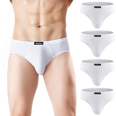 Immagine di wirarpa Slip Uomo Microfibra Mutande Elastico Pacco da 4 Bianco Taglia XL