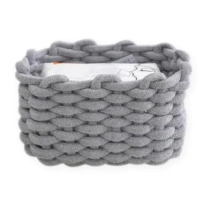 Immagine di 1 Pezzi Cestini Portaoggetti Intrecciato in Corda di Cotone,Scatola Portaoggettic Multiuso Organizzazione Portaoggetti,Cestino Bagno per l&#039;Organizzazione e la Decorazione (Grigio)