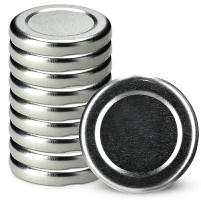Immagine di KADAX Tappo a vite fi43 mm, set di coperchi Twist Off in metallo, adatto per bicchieri da 40 ml, coperchio ricambio con 4 denti, barattoli, bottiglie e barattoli (10 pezzi, argento)
