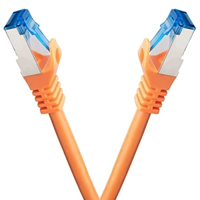 Immagine di BIGtec cavo Ethernet 2 pezzi 3m CAT 7 LAN RJ45 internet gigabit CAT7 di rete arancione cable Alta Velocità patch