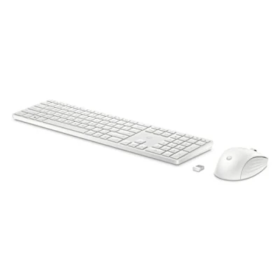 Immagine di HP 650 Tastiera e Mouse Wireless con Dongle USB a 2,4 GHz, 20 Tasti programmabili, Piedini Regolabili 6 Gradi Inclinazione, Tastierino Numerico, fino 4000 DPI Personalizzabili, Bianca
