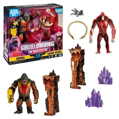 Immagine di MonsterVerse Godzilla x Kong, Confezione da 2 statuette articolate, 15 cm, Kong vs Skar King, per bambini dai 4 anni in su, MN3042