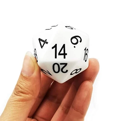 Immagine di Bescon Jumbo D20 38 mm, grandi dimensioni 20 lati, colore bianco, grande cubo a facce 3,8 cm