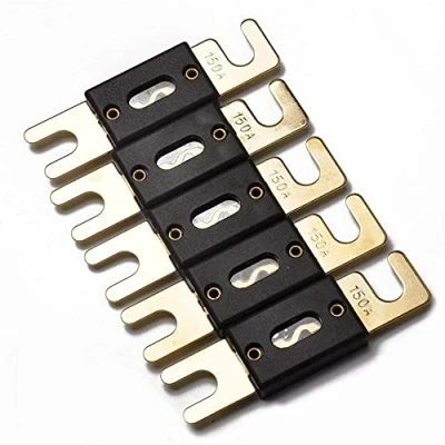 Immagine di ANCLLO Confezione da 5 fusibili ANL 150 Amp per autoveicoli Scheda sistema audio Tono oro e nero