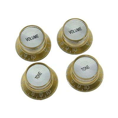 Immagine di Dopro Set di 4 manopole per chitarra LP riflettore oro con tappo cromato SG Epiphone Les Paul
