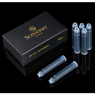 Immagine di cartucce d&#039;inchiostro per penna stilografica Scriveiner Blu 20 standard, Made in UK, la migliore cartuccia tua Scriveiner, le dimensioni si adattano a diverse stilografiche