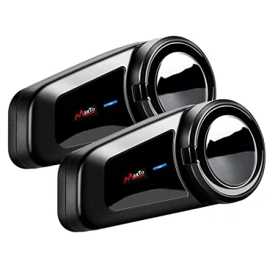 Immagine di QSPORTPEAK M2 Interfono Moto con Radio Fm, Auricolare Bluetooth per Casco Cancellazione del Rumore Un Massimo di 6 Motociclisti, Sistema Comunicazione Universale Moto/Moto Da Cross