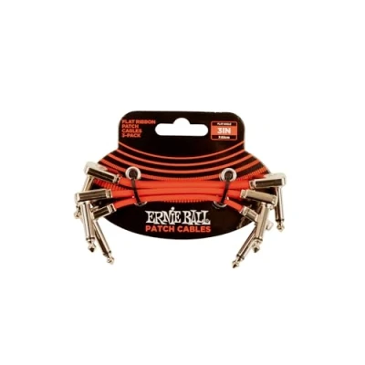 Immagine di Ernie Ball, Cavo patch piatto a nastro, 7,62 cm, confezione da 3, colore rosso