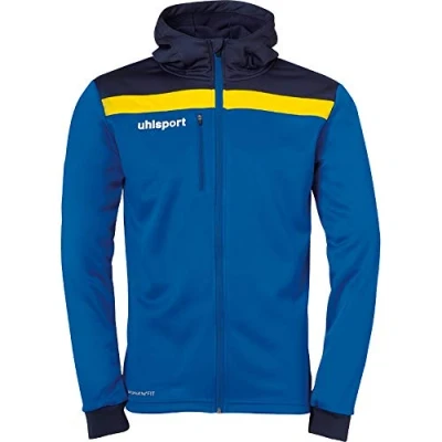 Immagine di uhlsport Offense 23 Multi Hood Giacca con Cappuccio per Uomo, 100519911, Blu/Blu Oltremare/Giallo Lime, S