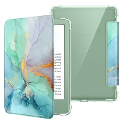 Immagine di FINTIE Custodia per 6&quot; Kindle (11ª Generazione) Modello 2024/2022, Leggero Cover Trasparente Posteriore in TPU Morbido con Auto Sveglia/Sonno 6 Pollici 11a Gen Emerald