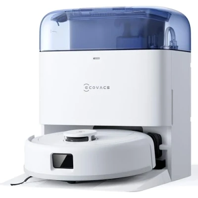 Immagine di ECOVACS DEEBOT MINI Robot Aspirapolvere Lavapavimenti, 8000Pa, ZeroTangle 2.0, TrueMapping Asciugatura ad Aria Calda 45C, Svuotamento Automatico, Lavaggio Profondo Intelligente, Blu