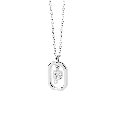 Immagine di PDPaola Mini Letter CO02 527 U Collana in Argento sterling con zirconi, lunghezza regolabile da 40 a 50 cm, sterling, Zirconia cubica