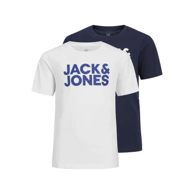 Immagine di Jack &amp; Jones Junior Jjecorp LOGO TEE CREW NECK 2 PACK Tshirt con stampa Navy blazer per bambini, Taglia: 152,