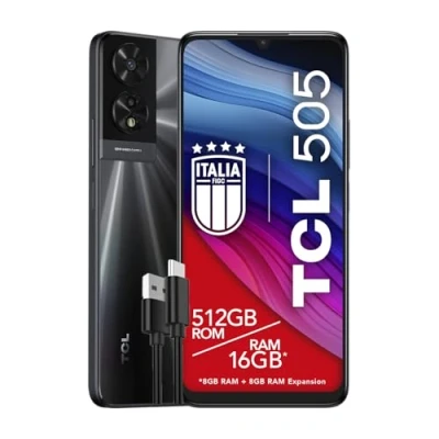 Immagine di TCL 505 Smartphone 4G Display 6.75 HD+ 90Hz, 512GB, 16GB RAM (8+8GB expansion), 50Mp Hybrid camera, Android 14, Batteria 5010 mAh, Dual Sim, Space Grey, Cavo USB Type C Aggiuntivo