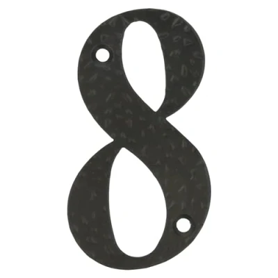 Immagine di Amig Numero Per case o portali # 8 100 x 65 mm pareti esterne di abitazioni In acciaio finitura nera epossidica Stile forgiato Include tasselli e tirafondi