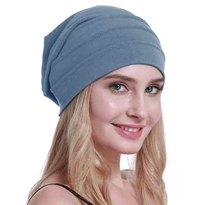Immagine di osvyo Cotone Chemo Cappelli Soft Caps Cancro Copricapo per le donne perdita di capelli sigillati imballaggio, CERULEAN BLU, Taglia unica