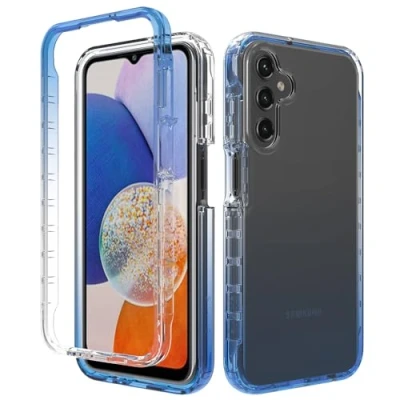 Immagine di XINNI Cover per Samsung Galaxy A15, Protezione Schermo Integrata 360 Gradi Antiurto Custodia, Rugged Doppia Faccia Bumper Trasparente Full Guscio Fronte Retro Case, Blu