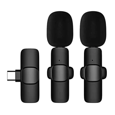 Immagine di Andoer Microfono Wireless per iPhone iOS Androide PC Laptop Lavalier Plug&amp;Play Microfoni Riduzione del Rumore TikTok Youtube Vlog Registrazione Video Live Stream