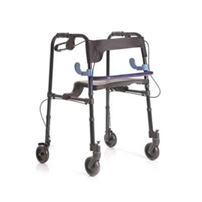 Immagine di Rollator pieghevole in alluminio verniciato con 2 leve ruote piroettanti blocco fisse freni Art. RP751