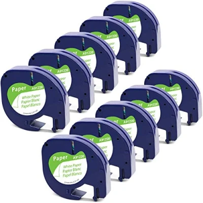 Immagine di Nastro MarkField Compatibile in sostituzione di Dymo Letratag 12 mm x 4 m Etichette Carta, S0721510 91200, Nero su Bianco per LT 110T 100H QX 50 XR XM 2000 Plus