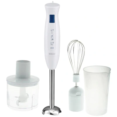Immagine di SOGO Human Technology Frullatore ad immersione 400 W con misurino, trituratore, Sbattitore Bianco
