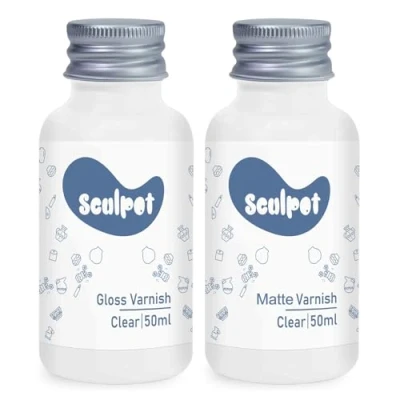 Immagine di Kit di 2 smalti per argilla opaca ad asciugatura all&#039;aria, ceramica artigianale, impermeabile, finitura lucida, resistente ai graffi, pezzi da 50 ml