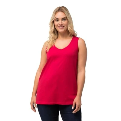 Immagine di Ulla Popken Top con Scollo a V, Classico Maglietta, Colore: Rosso, 48/50 IT Donna