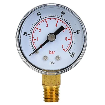 Immagine di manometro meccanico, BSPT da 1/8 di pollice per aria, olio e acqua(0 100psi,0 7bar)