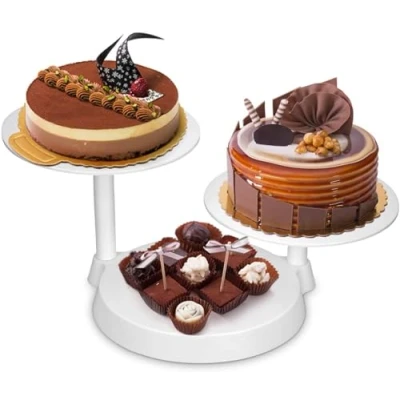 Immagine di Uten Alzatina per Dolci, Alzata Torte a 3 Piani, Supporto Piani Resistente e Riutilizzabile Festa Matrimonio Compleanno, Color Bianco