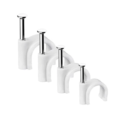 Immagine di Fermacavi Muro, 400 Pezzi Fermacavo con Chiodo, Bianco Rotondi Graffette Clip per Cavi, Fascetta cavi Fixpoint, 4 mm 6 8 10