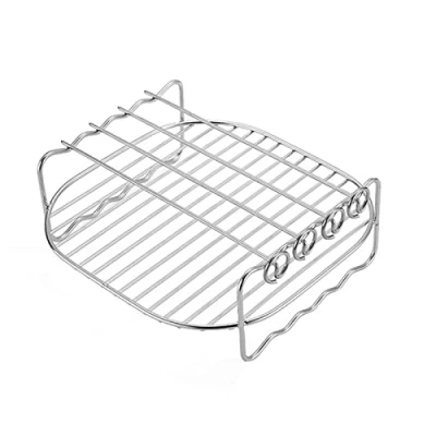 Immagine di Griglia per friggitrice ad Aria da 15,8 cm, Accessorio Multiuso con spiedini, Supporto in Acciaio Inox spiedini Cucinare