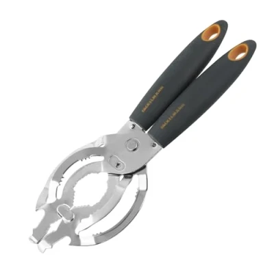 Immagine di Fackelmann coperchi, Linea Apribarattoli/Svitacoperchi, Collection, in Acciaio Inox, Manico Soft Touch (Colore: Nero/Arancione/Argento), 24,5x2,5x8,5 cm