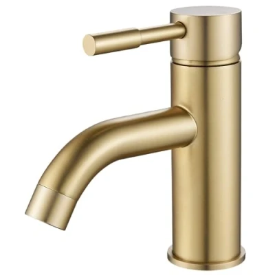 Immagine di Rubinetto da Bagno, F DEEN Miscelatore Monocomando per Bagno Lavabo,Acqua Fredda e Calda, Oro Spazzolato