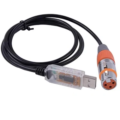 Immagine di Cavo adattatore / convertitore da USB FTDI a seriale 3 pin DMX RS485 XLR, per apparato di illuminazione palcoscenico 16ft Guscio trasparente