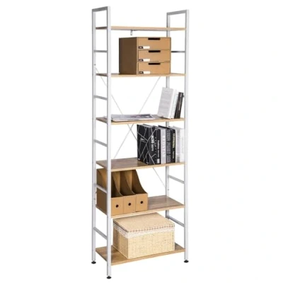 Immagine di WOLTU Libreria Scaffale in Metallo Legno 6 Ripiani Scaffalatura Fioriera Porta Piante RGB9307whe