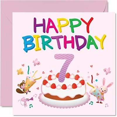 Immagine di Stuff4 biglietto di auguri per il 7 compleanno ragazza, compleanno, bambina, 145 mm x mm, figlia, nipote, bambini
