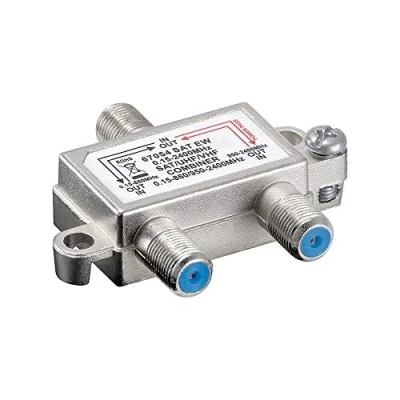 Immagine di Goobay 67054 Miscelatore SAT/UHF/VHF SAT Sluice gate Sat/Terrestre per l&#039;unione dei segnali satellitari e terrestri all&#039;impianto TV, schermatura 100 dB (adatto al digitale)