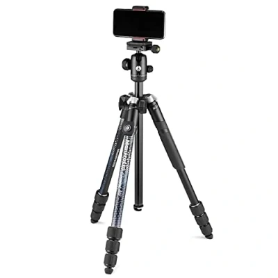 Immagine di Manfrotto Element MII, Treppiede da Viaggio in Alluminio con Testa a Sfera e Bluetooth, Compatibile Smartphone Fotocamere Compatte, CSC, DSLR, Accessori Fotografia, Creazione Contenuti, Vlog